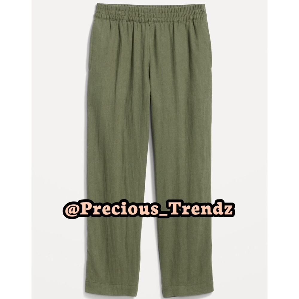 •• 📦 Old Navy High-Waisted Linen-Blend Straight Pants XXL Tall Green